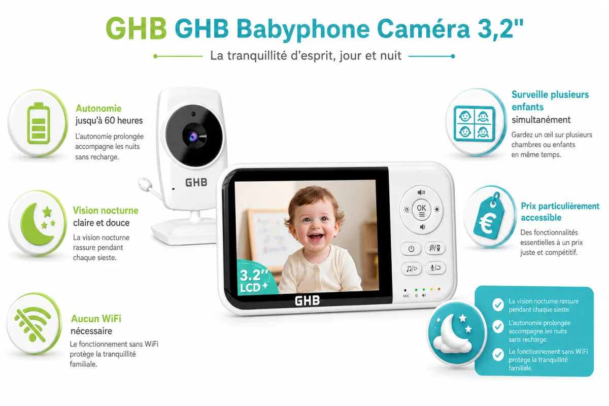 Fonctionnalites cles GHB GHB Babyphone Caméra 3,2