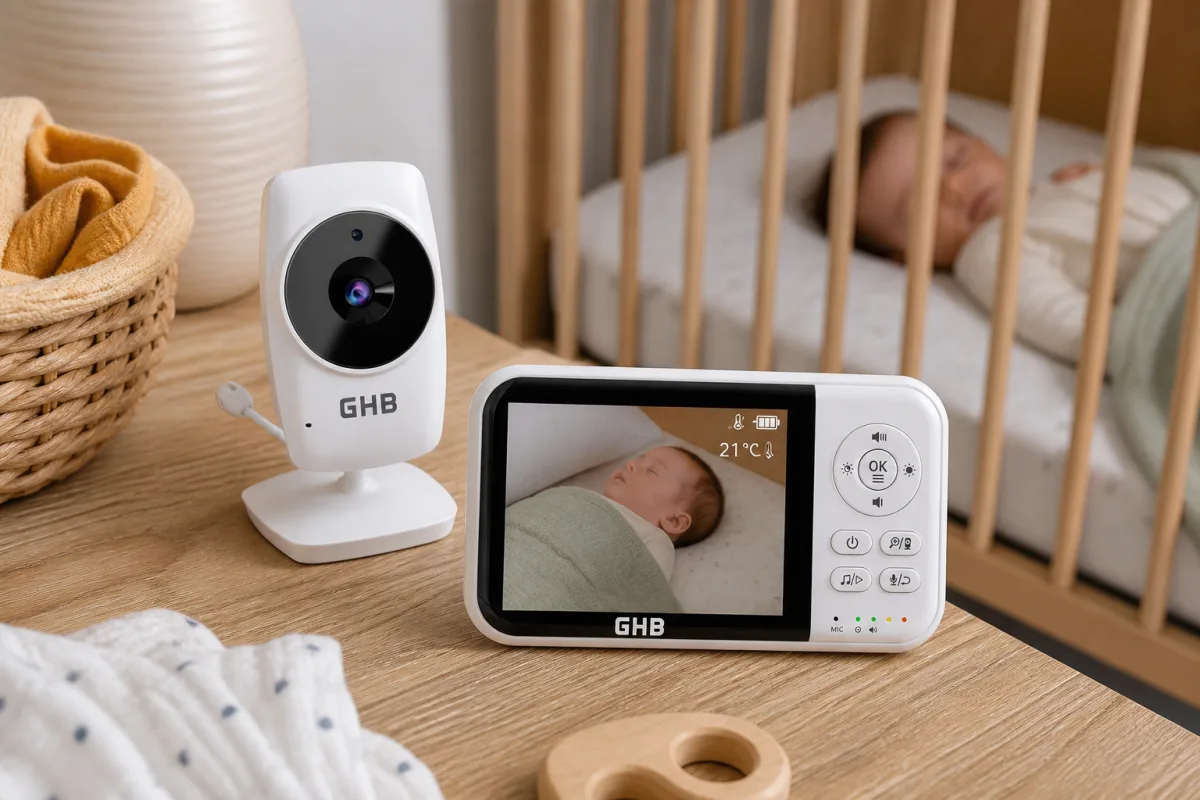 Le babyphone transmet un son bidirectionnel et propose une berceuse intégrée pour apaiser bébé.