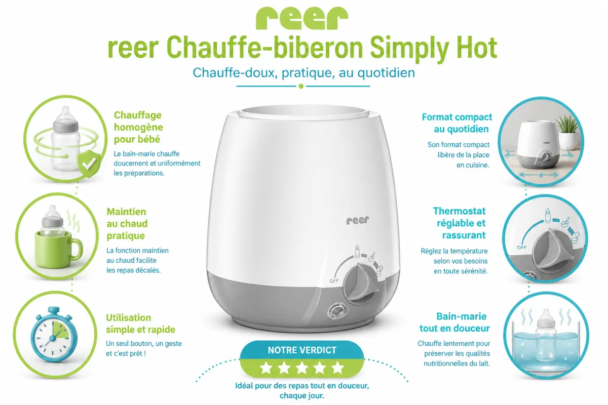 Fonctionnalites cles reer reer Chauffe-biberon Simply Hot