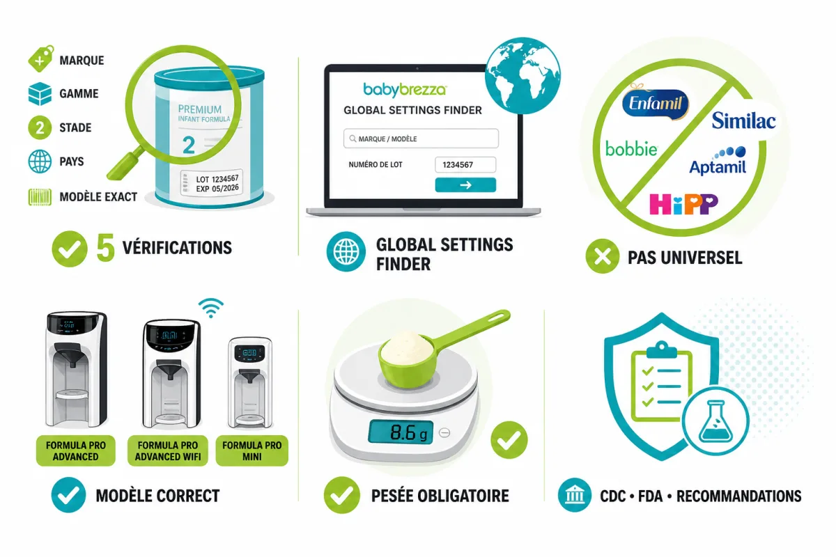 Contrôle du réglage Baby Brezza, du nettoyage et de la pesée avant reprise des biberons