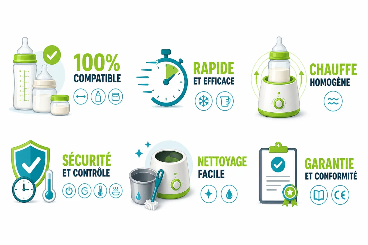 Critères de choix d’un chauffe-biberon selon sécurité, vitesse, compatibilité, entretien et usage quotidien