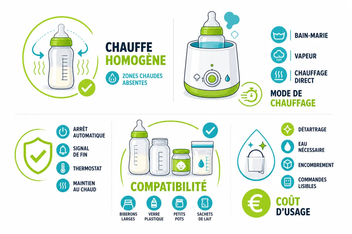 Critères de choix d’un chauffe-biberon selon température, compatibilité, vitesse et usage quotidien