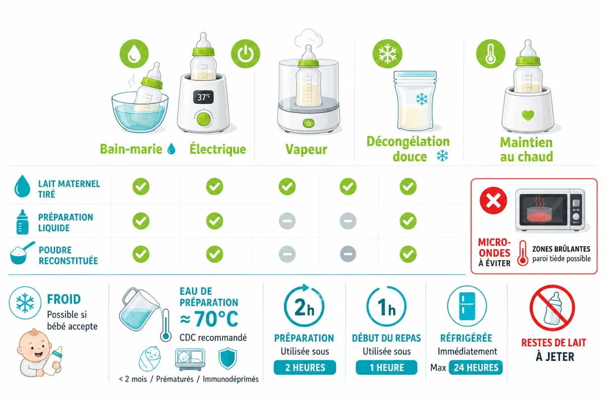 Comparaison des méthodes de chauffe selon le lait, le matériel et les précautions sanitaires