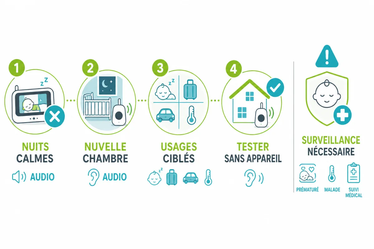 Étapes progressives pour réduire l’usage vidéo puis audio du babyphone selon les besoins familiaux