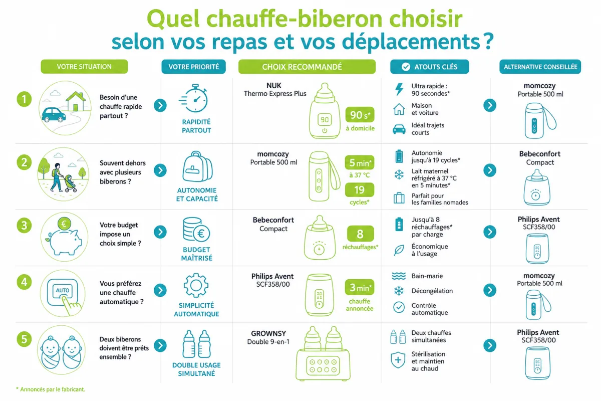 Arbitrage entre température, rapidité, autonomie, compatibilité des contenants et fréquence des déplacements