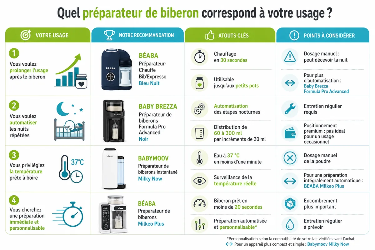 Arbitrage entre rapidité, automatisation, précision thermique, entretien et polyvalence selon votre quotidien
