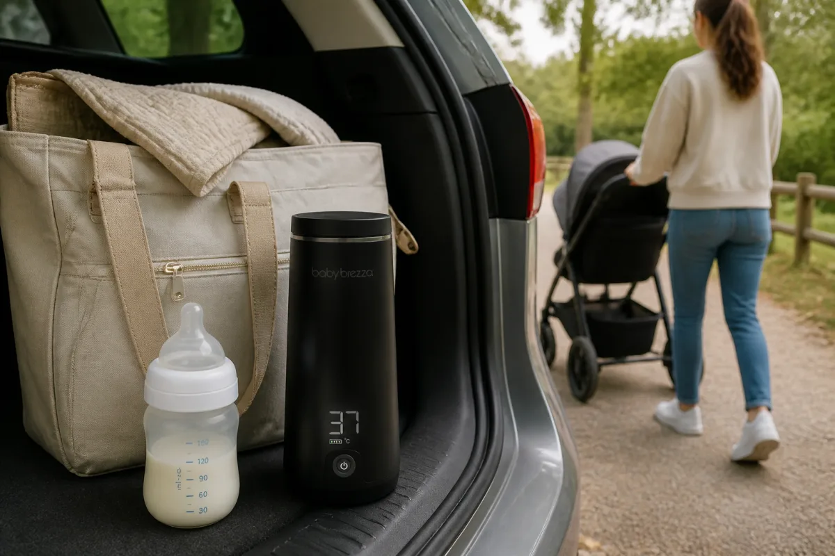 Le format compact s'insère dans un porte-gobelet et accompagne les déplacements en voiture ou en poussette.