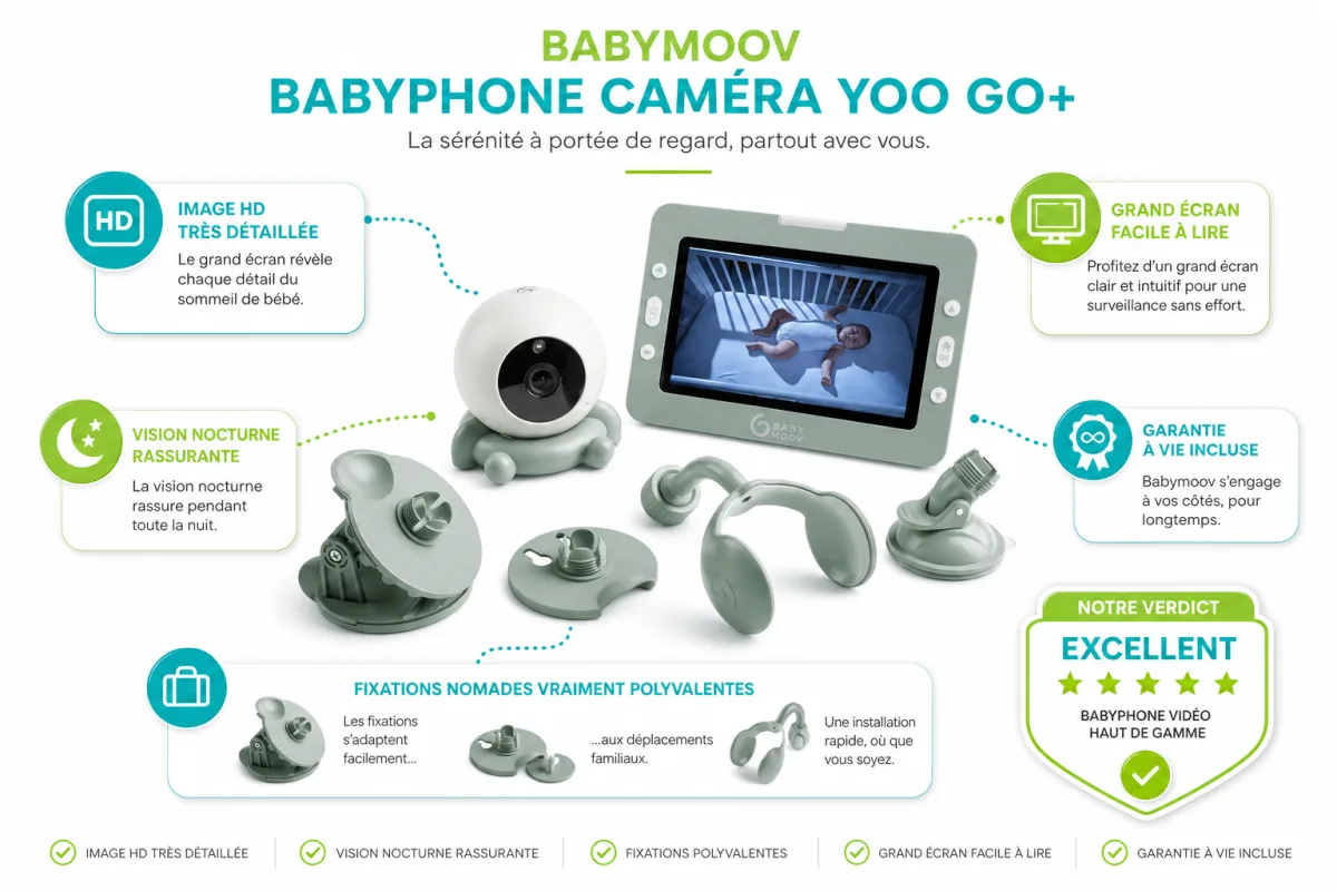 Fonctionnalites cles Babymoov Babymoov Babyphone caméra Yoo Go+