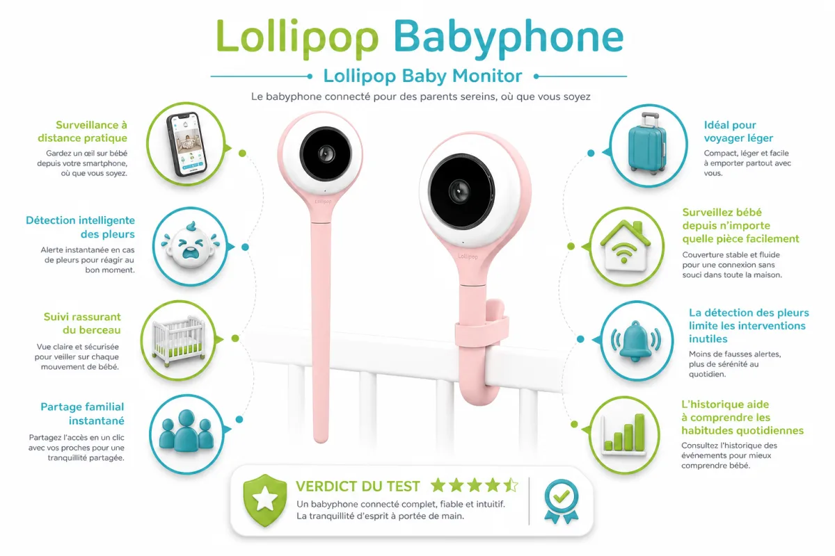 Fonctionnalites cles Lollipop Babyphone Lollipop Baby Monitor