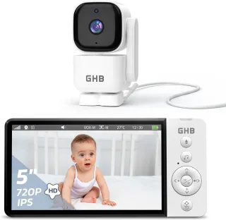 GHB Babyphone Camera 5" Rotation 350° sans WiFi Détection de Mouvement