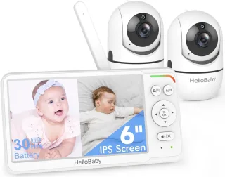 HelloBaby Babyphone Bébé Premier au Monde avec Écran IPS 6" et 2 Caméras